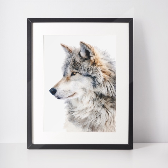 Watercolor Wolf with Mystical Aura Portrait Wall Art Print Poster, Unframed - Picture 3 of 6